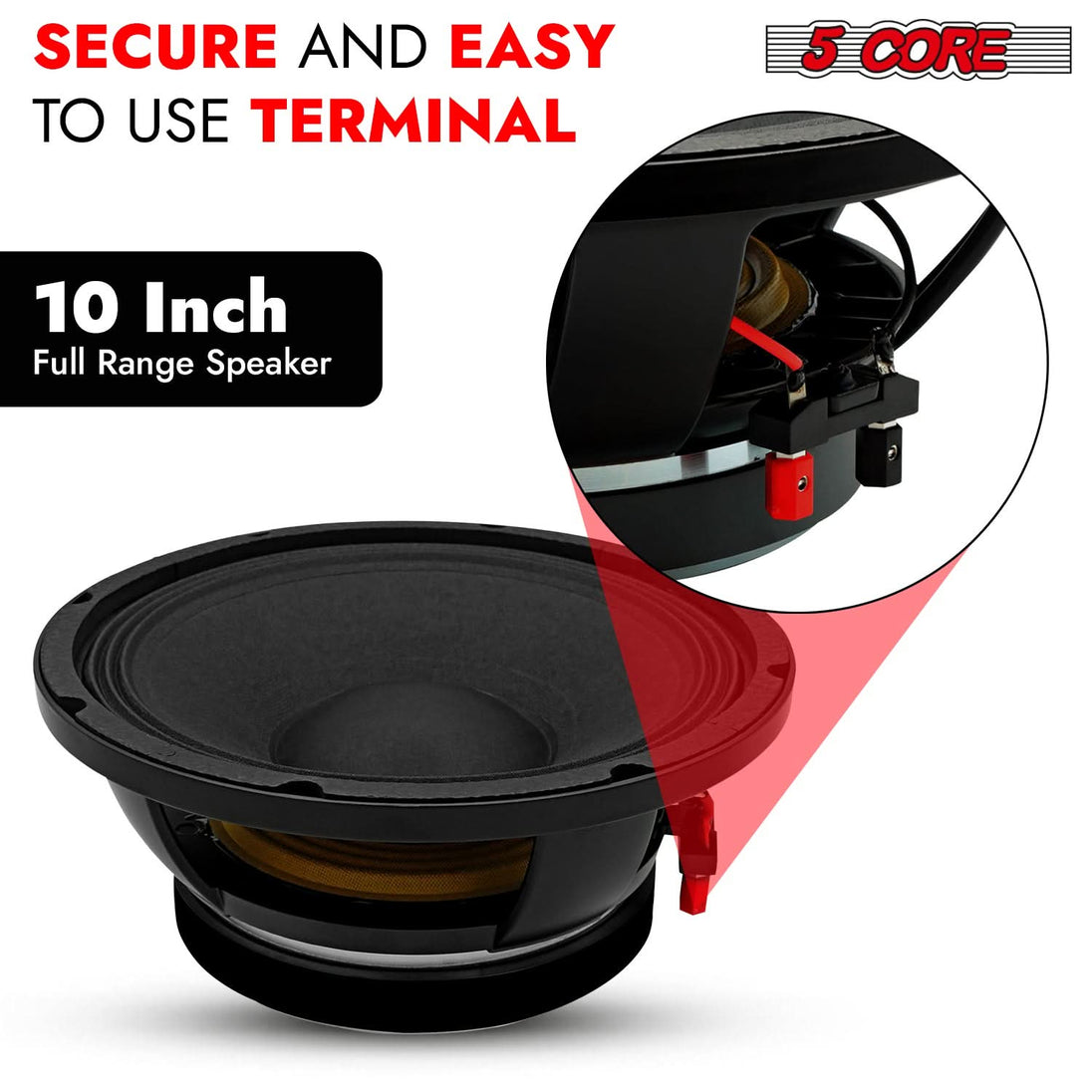 5 Core 10" Subwoofer Speaker 300W RMS Full Range Car Audio Sub Woofer 4 Ohm Bass Replacement Driver