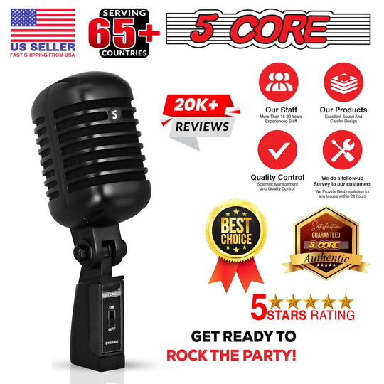 Classic vintage-style dynamic microphone in gold