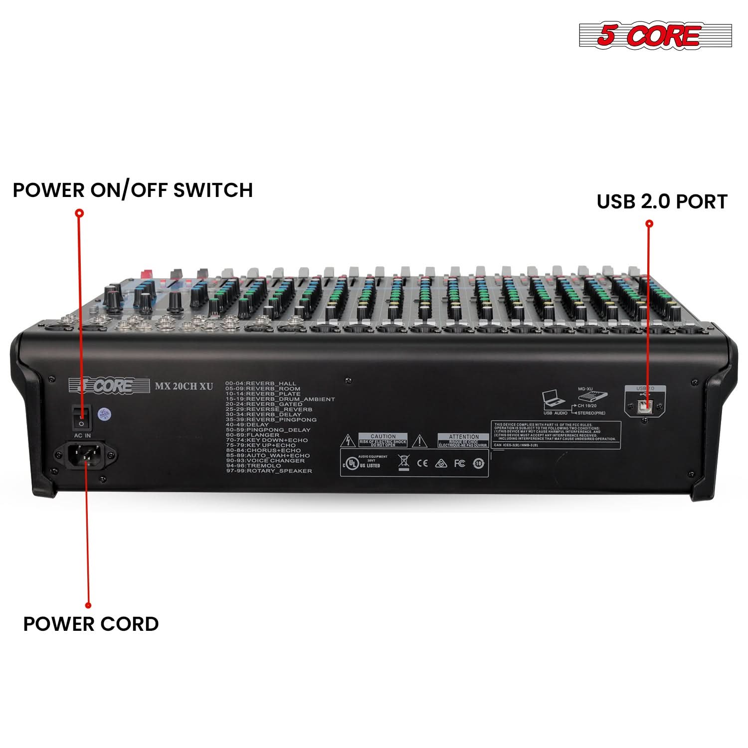 Audio Mixer 20CH DJ Sound Board w 24 SPX Effect