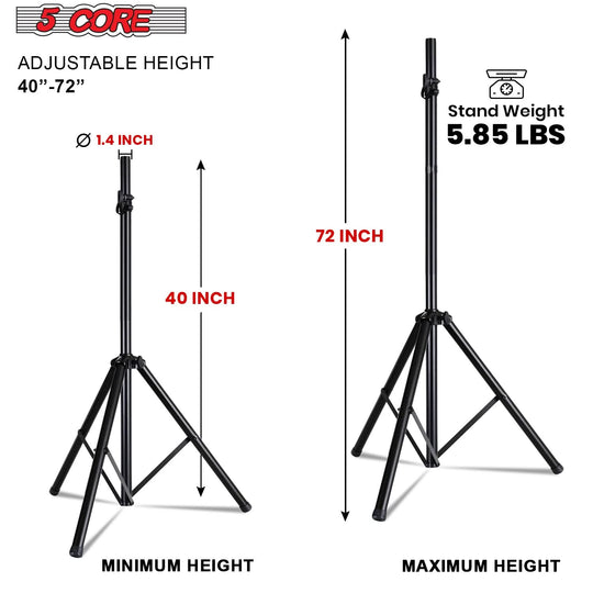 5 Core Speaker Stand Pair Adjustable Heavy Duty PA DJ Tripod Studio Monitor Stands w 35mm Insert
