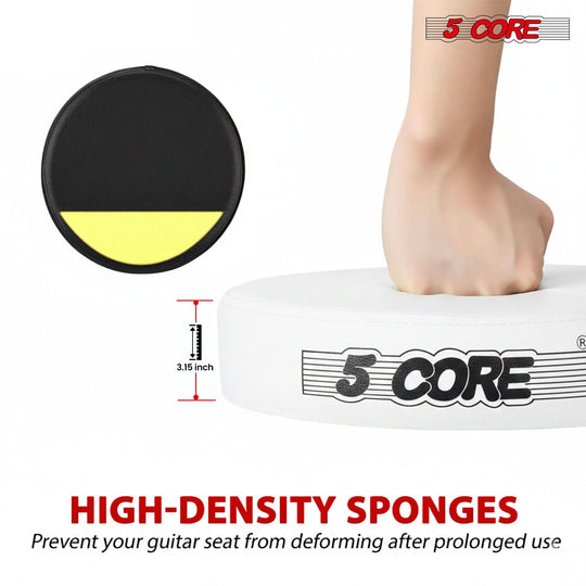 5Core Guitar Stool 3.15" Padded Chair w Backrest Foldable Music Seat Built in Foot Rest Guitar Stand