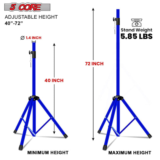 5 Core Speaker Stand Pair Height Adjustable PA DJ Tripod Studio Monitor Stands w 35mm Insert