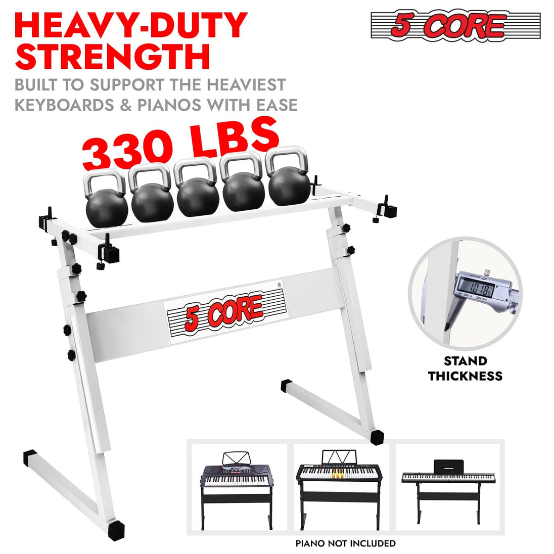 5 Core Keyboard Stand Adjustable 21 - 33" Z Style M Descriptionetal Electric Piano Riser 330Lb Capacity Foldable