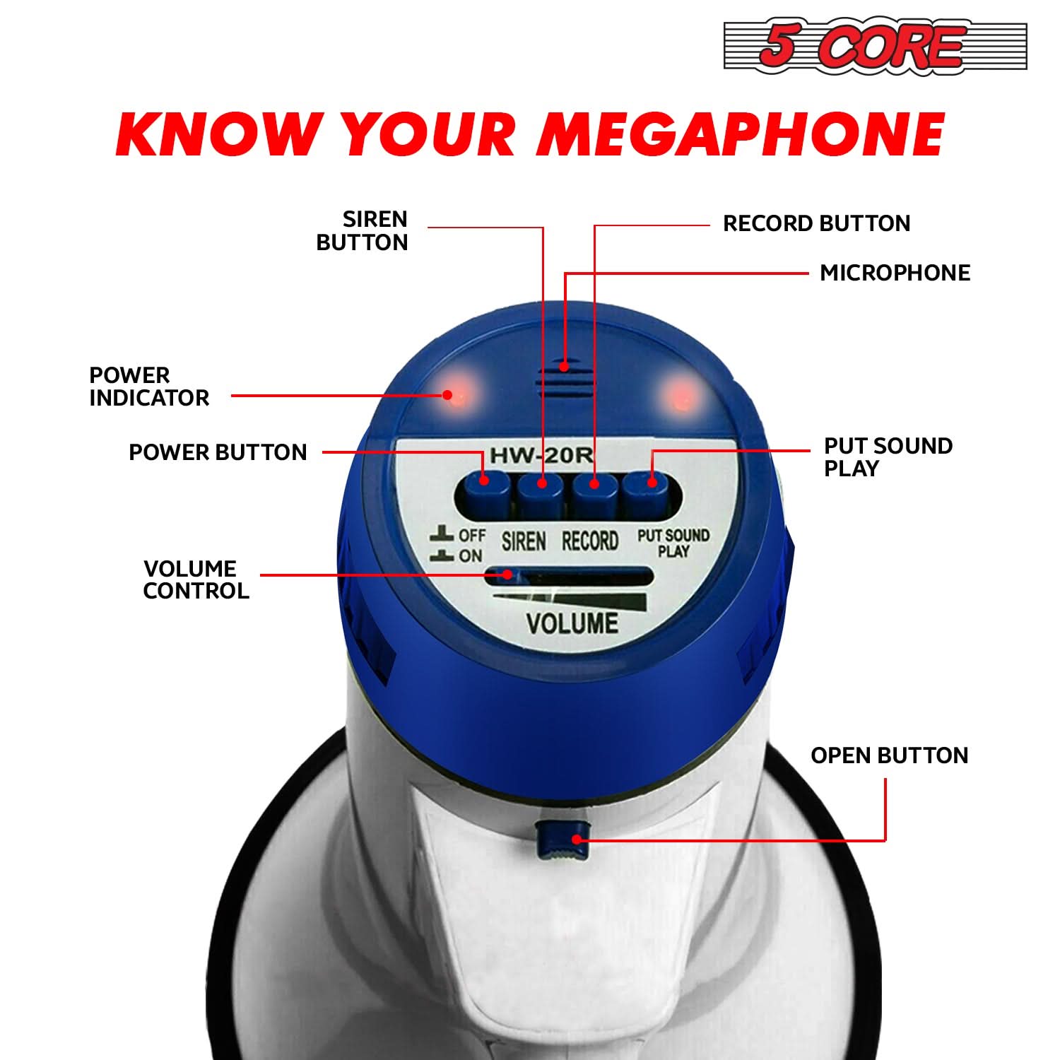 Mega phone Bullhorn Loudspeaker Portable 20W Megafono