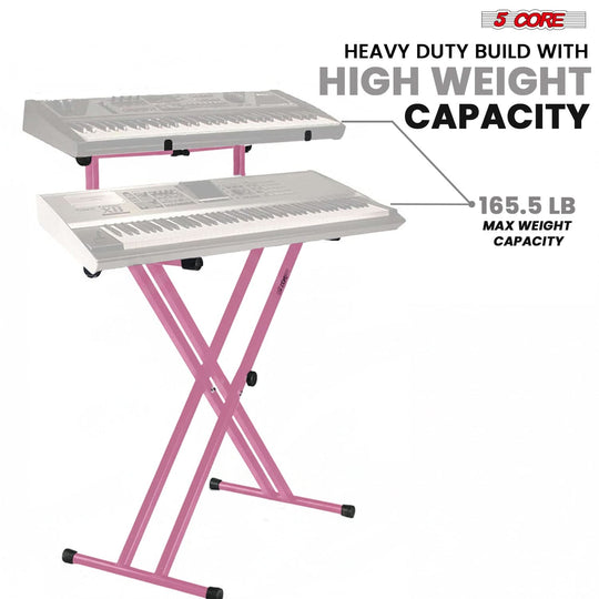 5 Core 2 Tier Keyboard Stand Combo Heavy Duty Adjustable Piano Stand with Extension Arm