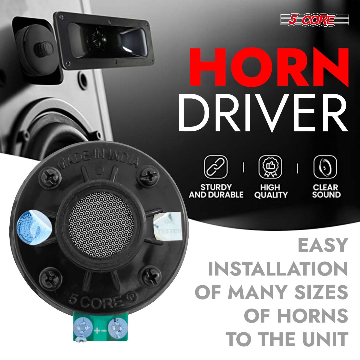 Compression Driver 200W 18 TPI PA Exit Phenolic Driver 8 Ohm - 5 Core