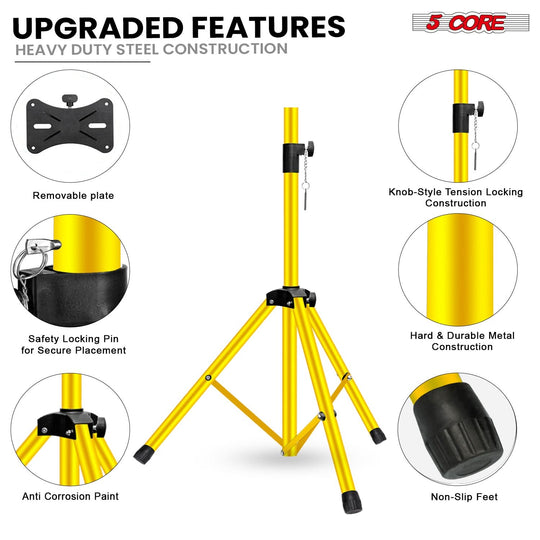 5 Core Speaker Stand Pair Adjustable 31 to 54" PA DJ Tripod Stands Heavy Duty w 35mm Insert 132 Lbs