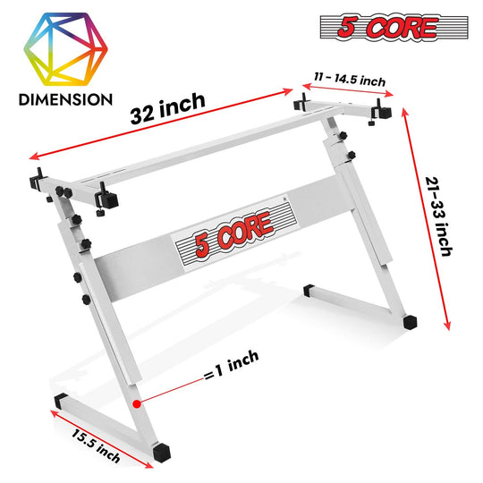 5 Core Keyboard Stand Adjustable 21 - 33" Z Style M Descriptionetal Electric Piano Riser 330Lb Capacity Foldable