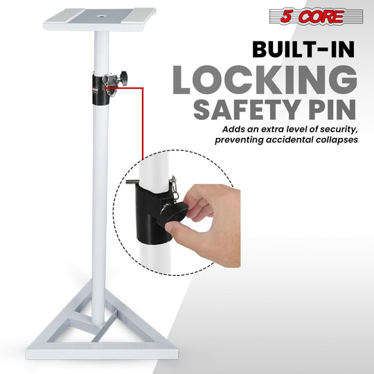 5 Core Speaker Stand 2Pc Heavy Duty Adjustable Telescoping Height 59.5" Triangle Base 100Lb Capacity