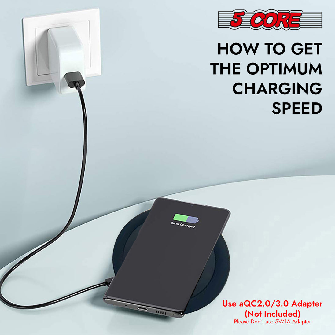 5Core 15W Fast Charger Mat – LED indicator close-up
