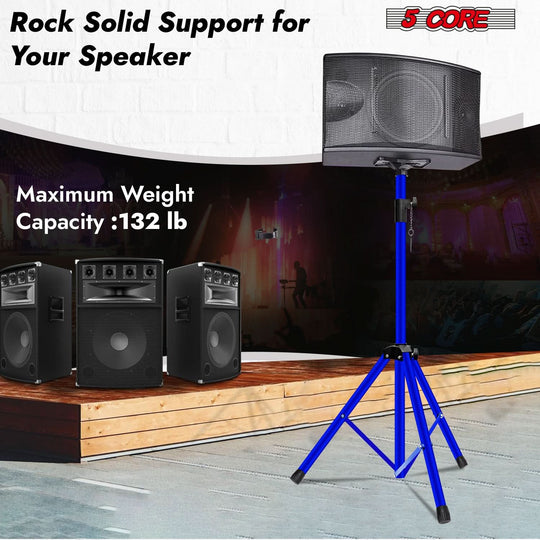 5 Core Speaker Stand Pair Height Adjustable PA DJ Tripod Studio Monitor Stands w 35mm Insert