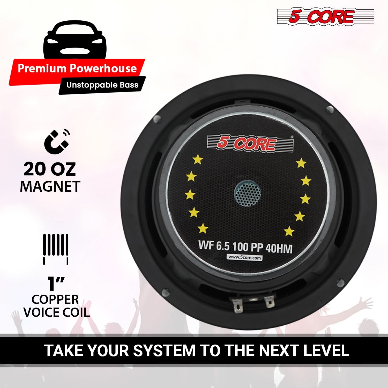 Subwoofer Auto 6.5" 4 Ohm Full Range In ABS, Per Impianti Audio Potenti In Auto E Casa