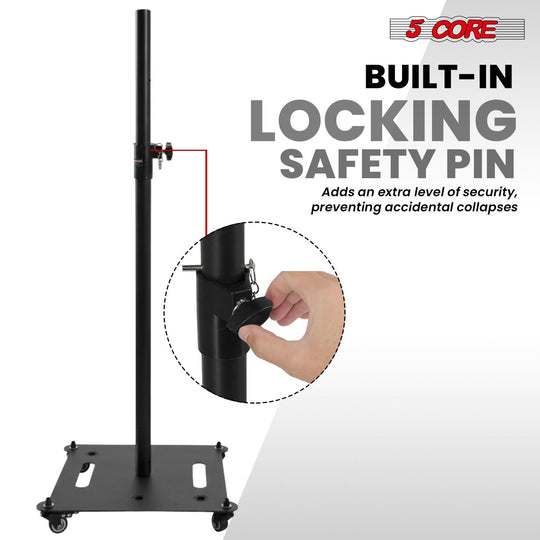 5Core Speaker Stand Heavy Duty Adjustable Height 61" DJ PA Stands 35mm Mount 100Lb Capacity