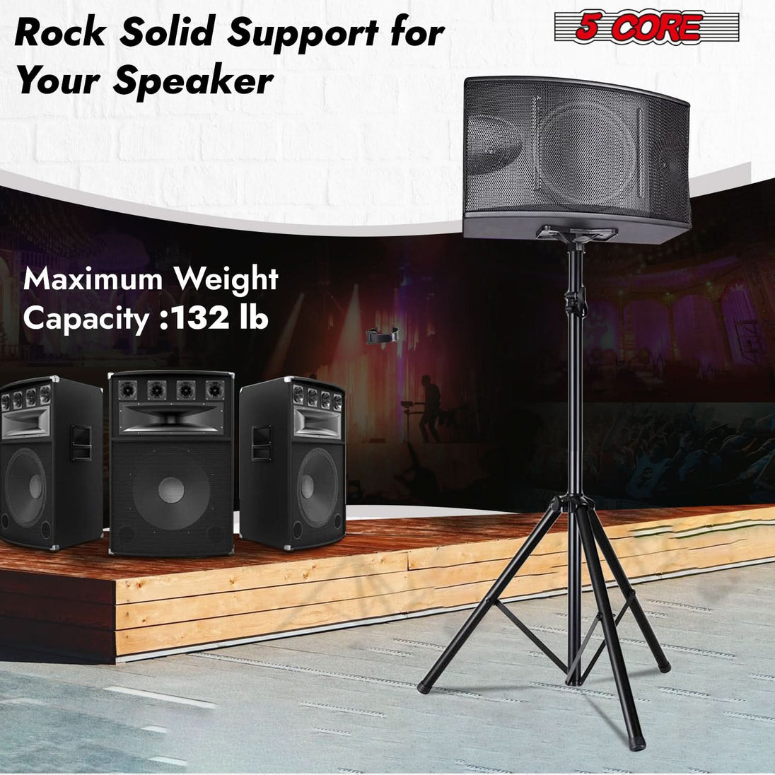 5 Core Speaker Stand Pair Adjustable Heavy Duty PA DJ Tripod Studio Monitor Stands w 35mm Insert