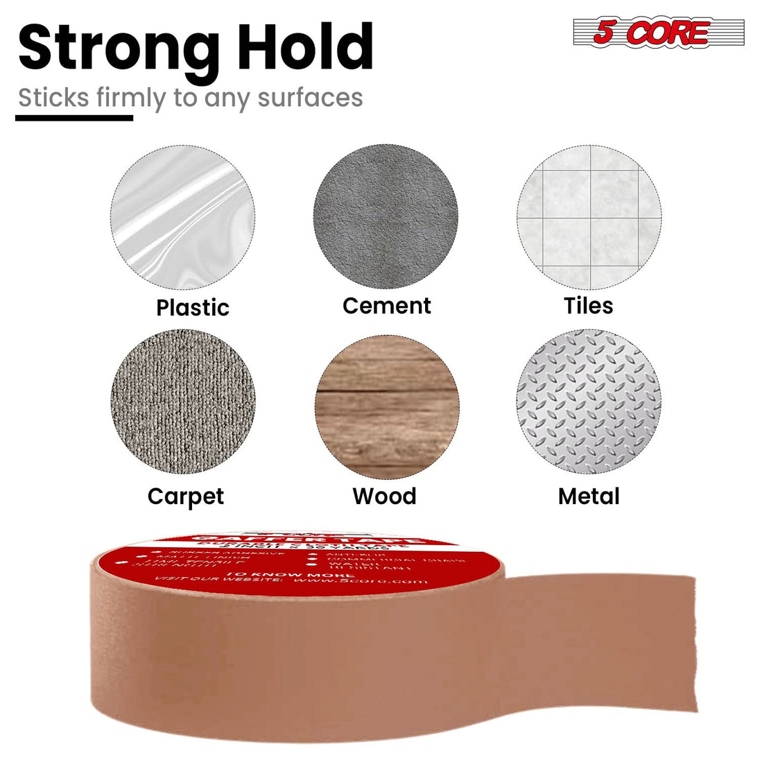 5 Core Gaffers Tape 2" 30 Yards 4Pcs Professional Brown Pro Gaff Tape Non Reflective Water Resistant