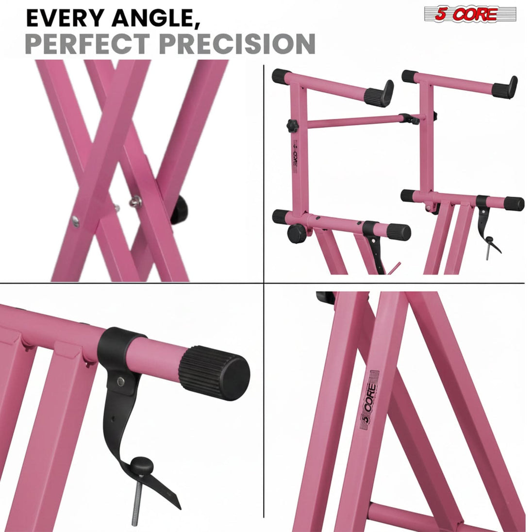 5 Core 2 Tier Keyboard Stand Combo Heavy Duty Adjustable Piano Stand with Extension Arm