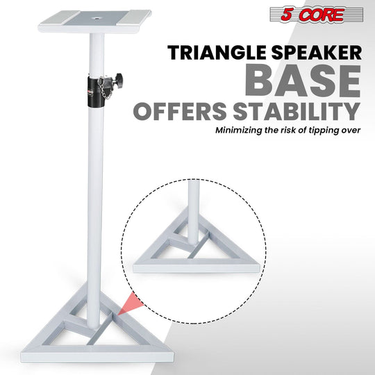 5 Core Speaker Stand 2Pc Heavy Duty Adjustable Telescoping Height 59.5" Triangle Base 100Lb Capacity