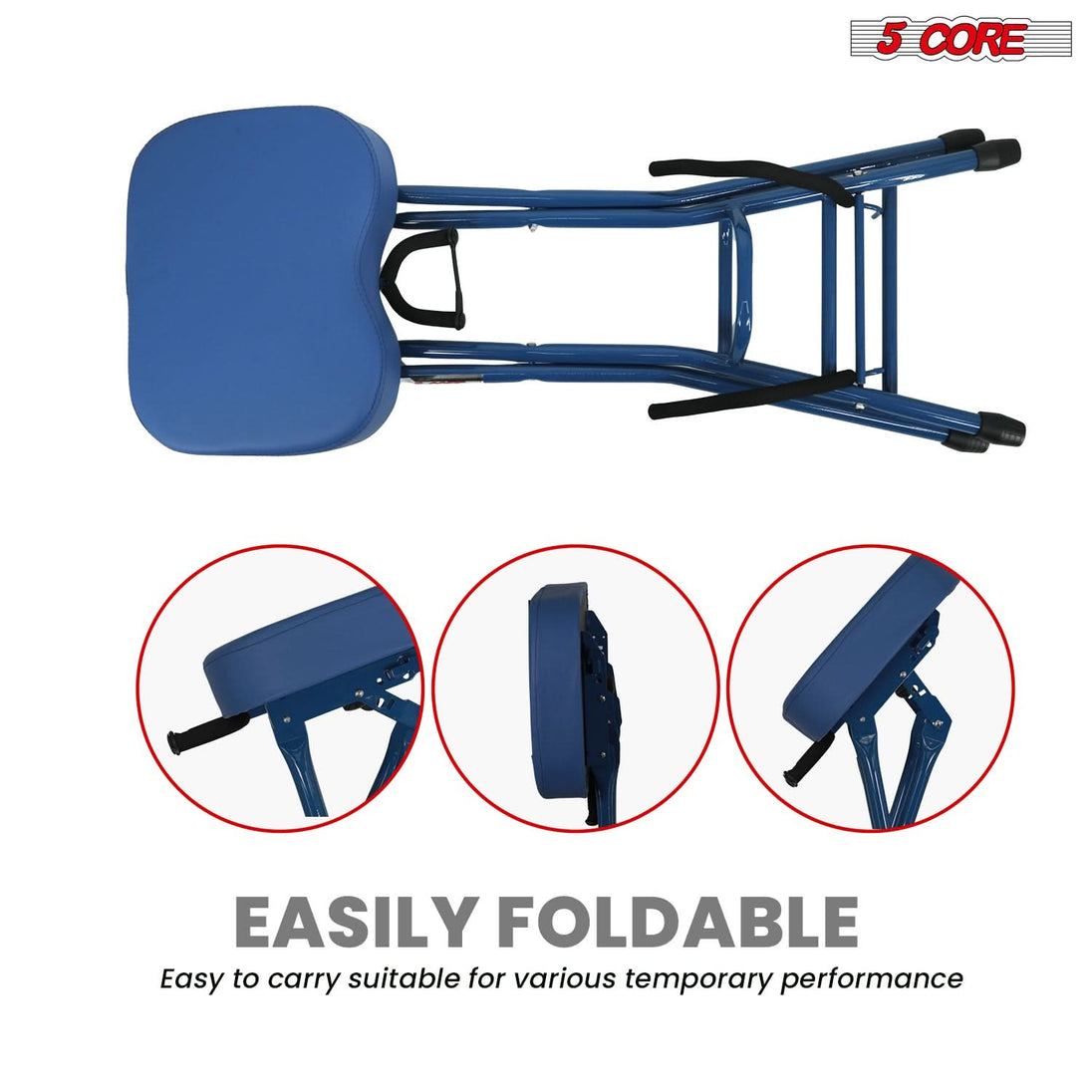 5Core Guitar Stool 3.15" Padded Chair Foldable Heavy Duty Music Seat Built in Foot Rest Guitar Stand