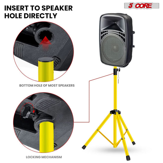 5 Core Speaker Stand Pair Adjustable 31 to 54" PA DJ Tripod Stands Heavy Duty w 35mm Insert 132 Lbs
