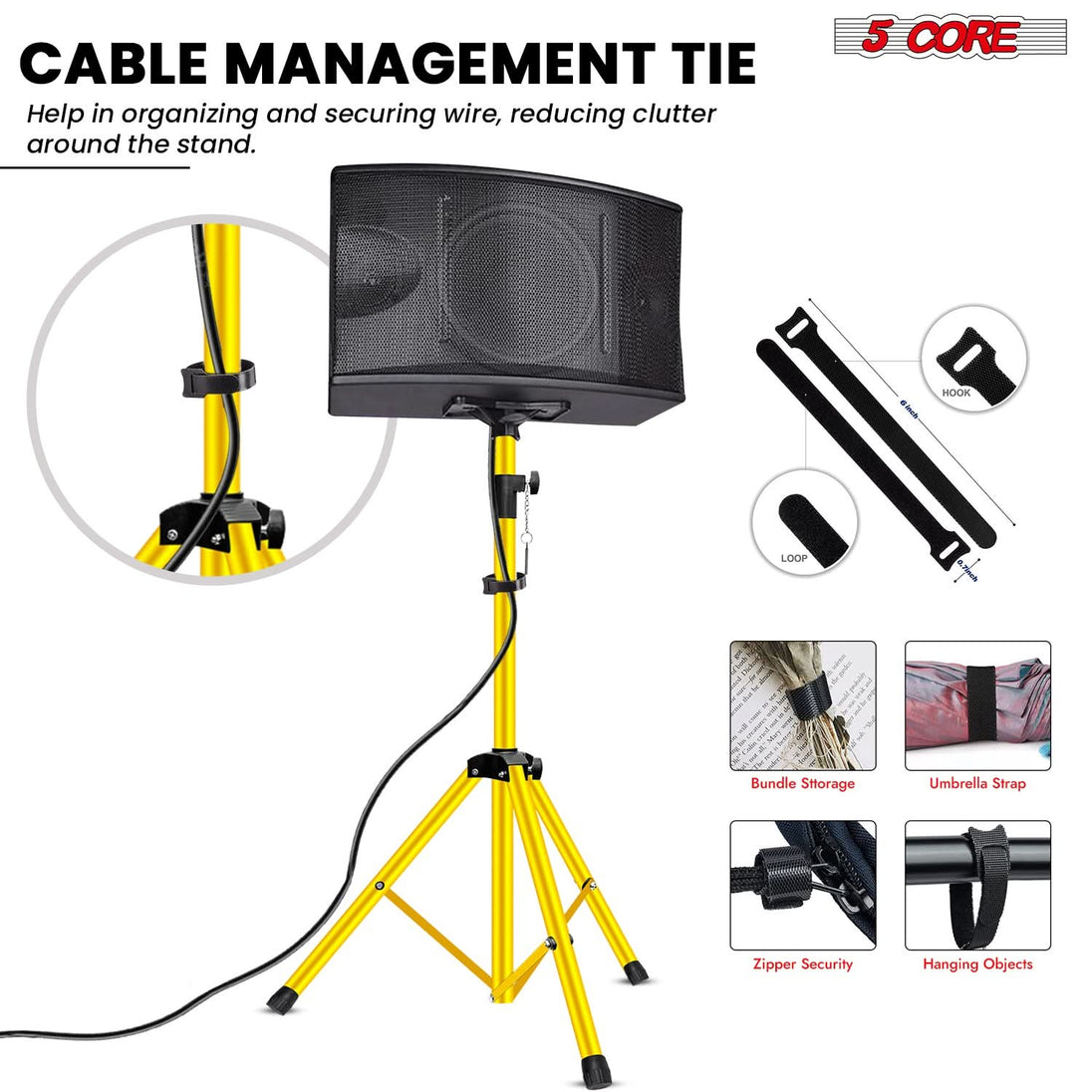 5 Core Speaker Stand Pair Adjustable 31 to 54" PA DJ Tripod Stands Heavy Duty w 35mm Insert 132 Lbs