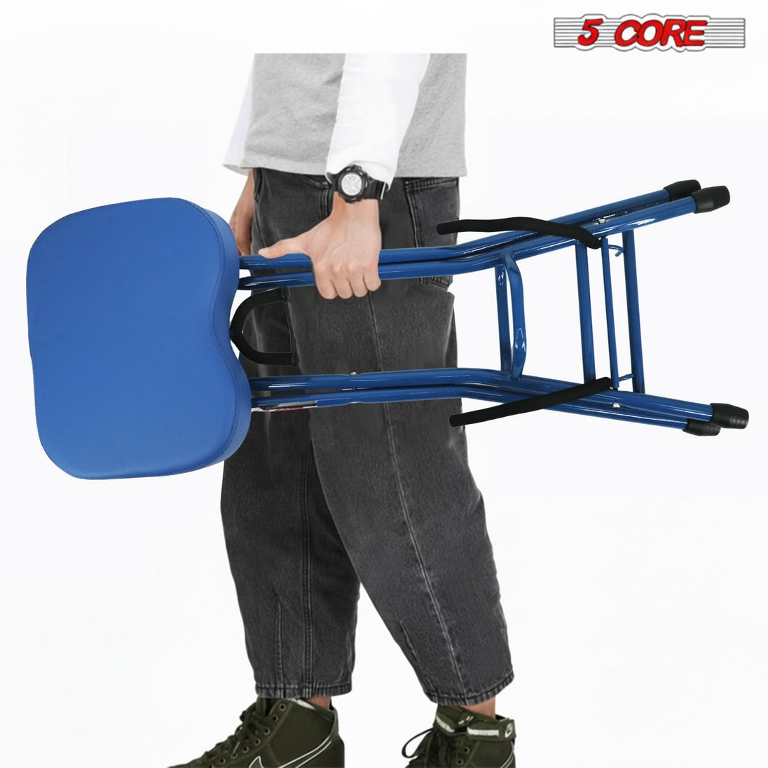 5Core Guitar Stool 3.15" Padded Chair Foldable Heavy Duty Music Seat Built in Foot Rest Guitar Stand
