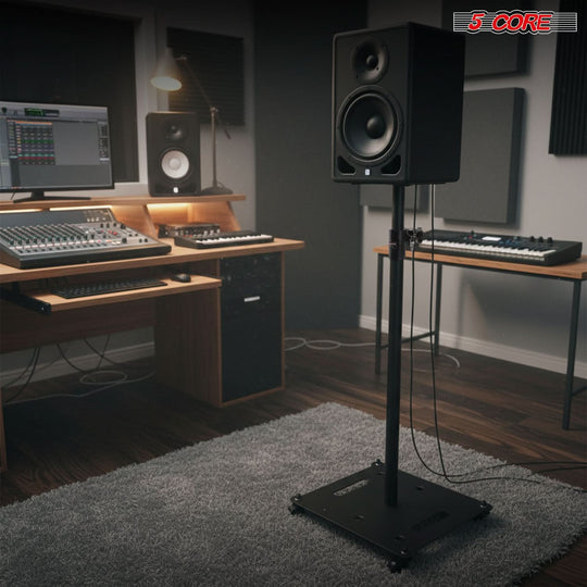 5Core Speaker Stand Heavy Duty Adjustable Height 61" DJ PA Stands 35mm Mount 100Lb Capacity
