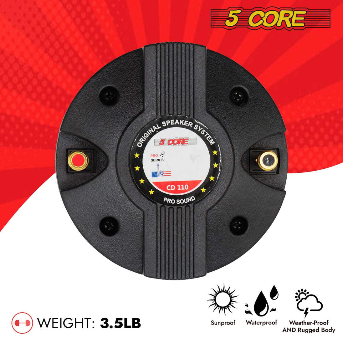 5 Core Compression 2Pcs Driver 3.5 Inch Tweeter Horn Audio Throat 220W Peak Loud 8 Ohm Titanium Diaphragm
