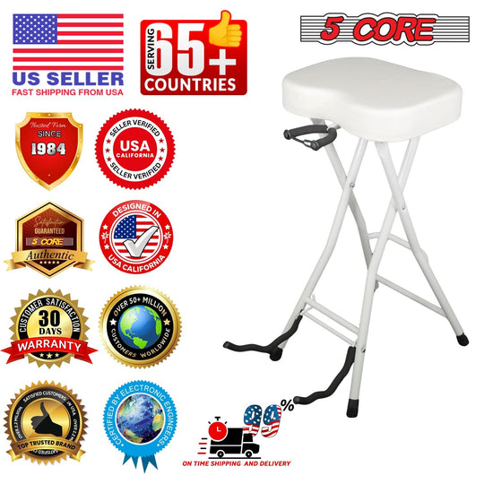 5Core Guitar Stool 3.15" Padded Chair Foldable Heavy Duty Music Seat Built in Foot Rest Guitar Stand