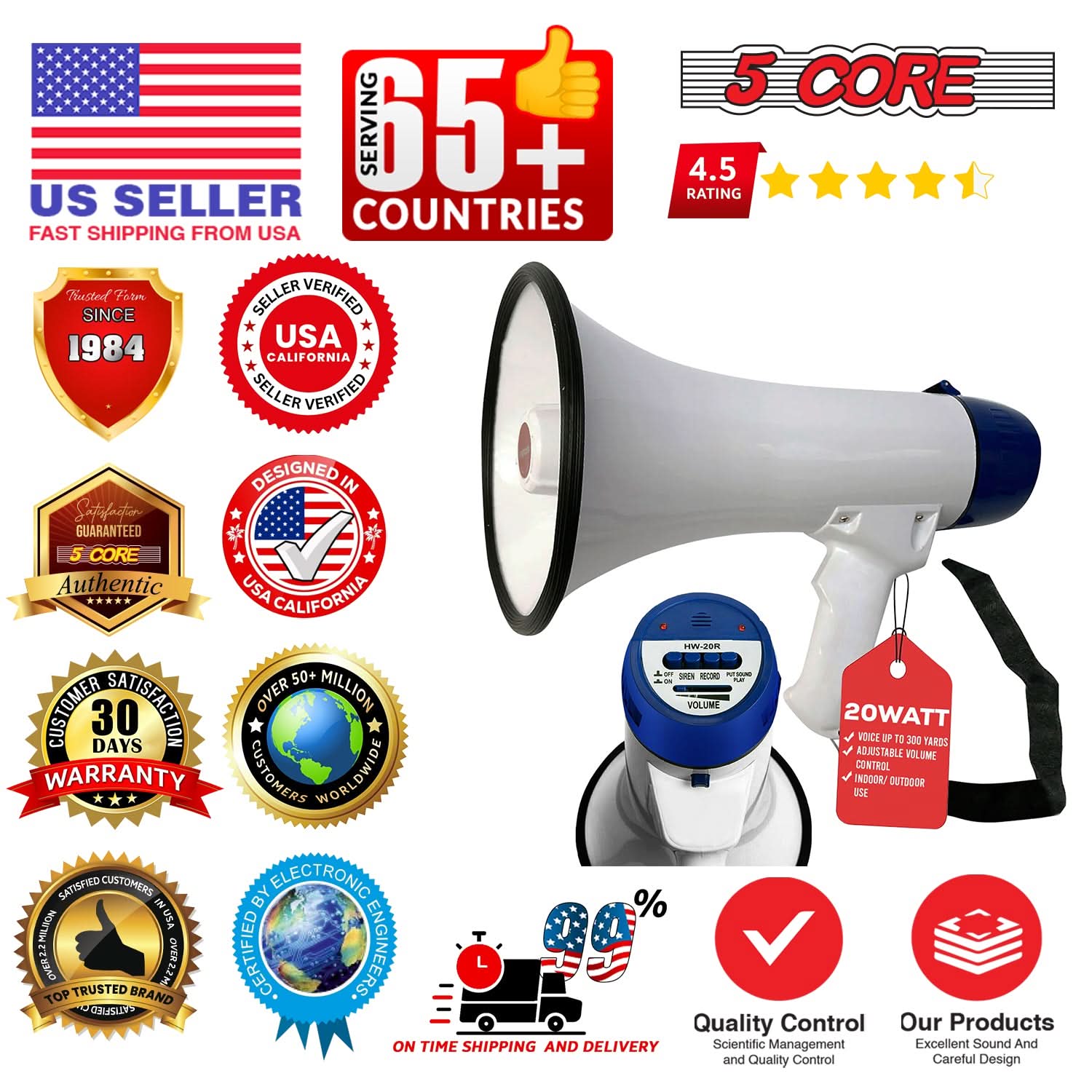Mega phone Bullhorn Loudspeaker Portable 20W Megafono