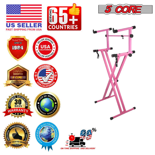 5 Core 2 Tier Keyboard Stand Combo Heavy Duty Adjustable Piano Stand with Extension Arm