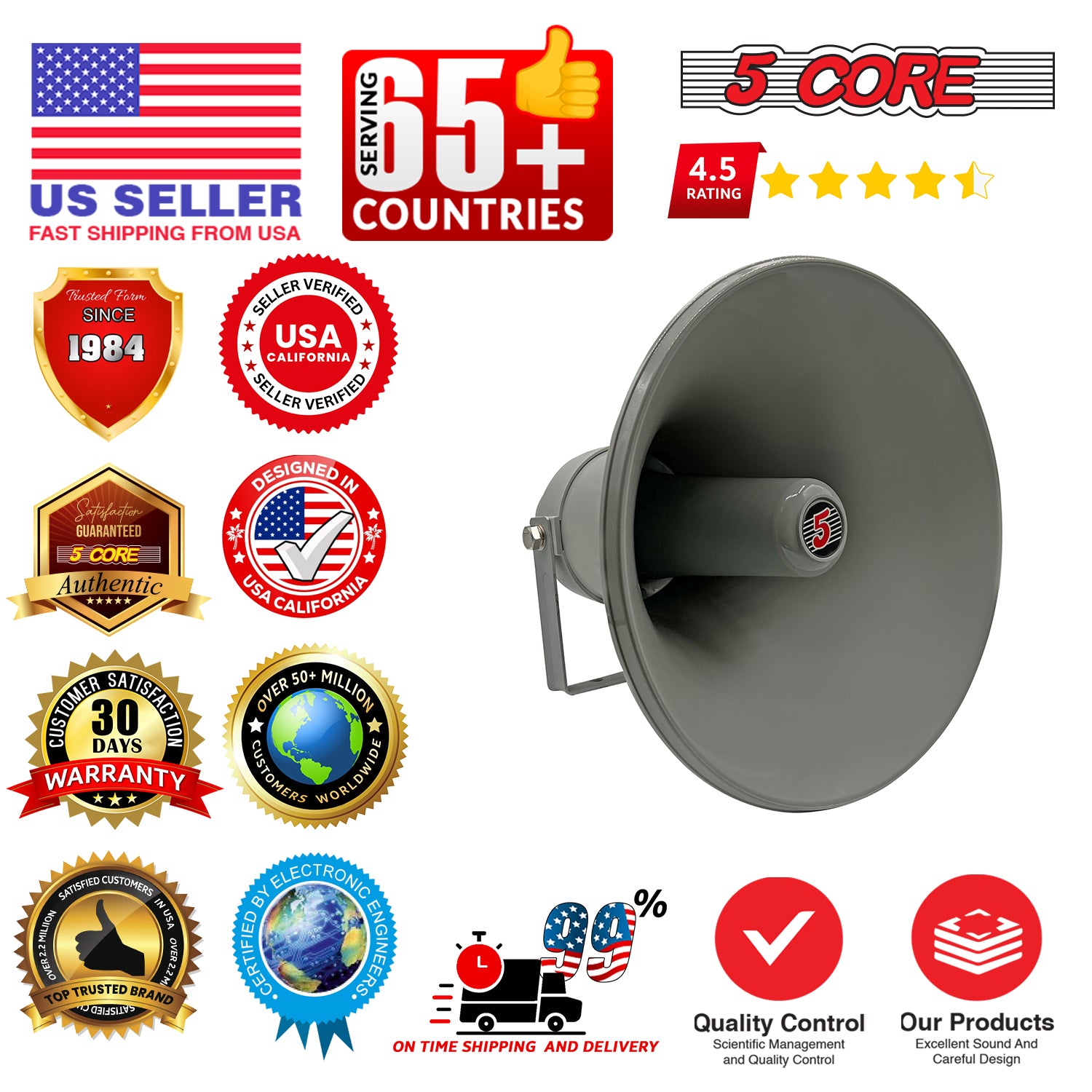 PA Horn Speaker Outdoor Loudspeaker 35W RMS 8Ohm - 5 Core