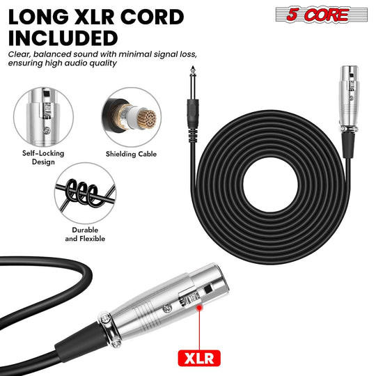 5Core premium XLR dynamic mic for studio and karaoke with handheld design