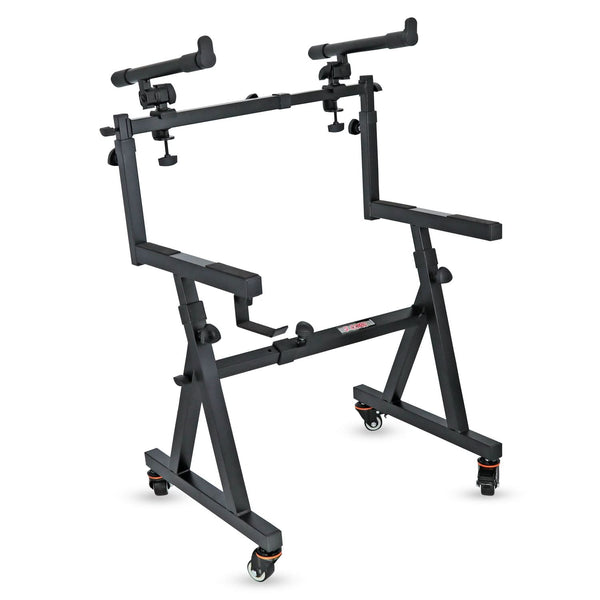 5Core 2-tier keyboard stand, Z style, adjustable electric piano riser holder with wheels