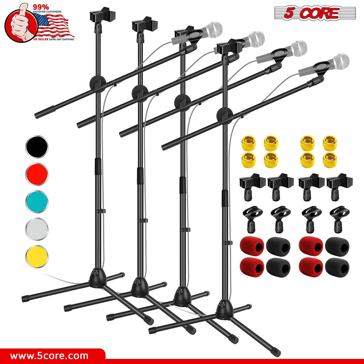 Adjustable heavy-duty tripod mic stand with boom arm