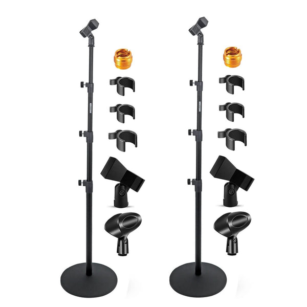 5 Core Mic Stand Floor Pair Height Adjustable Universal Heavy Weight Microphone Stands Round Base