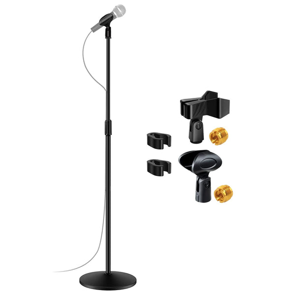 5Core height adjustable mic stand with round base for stable microphone mounting