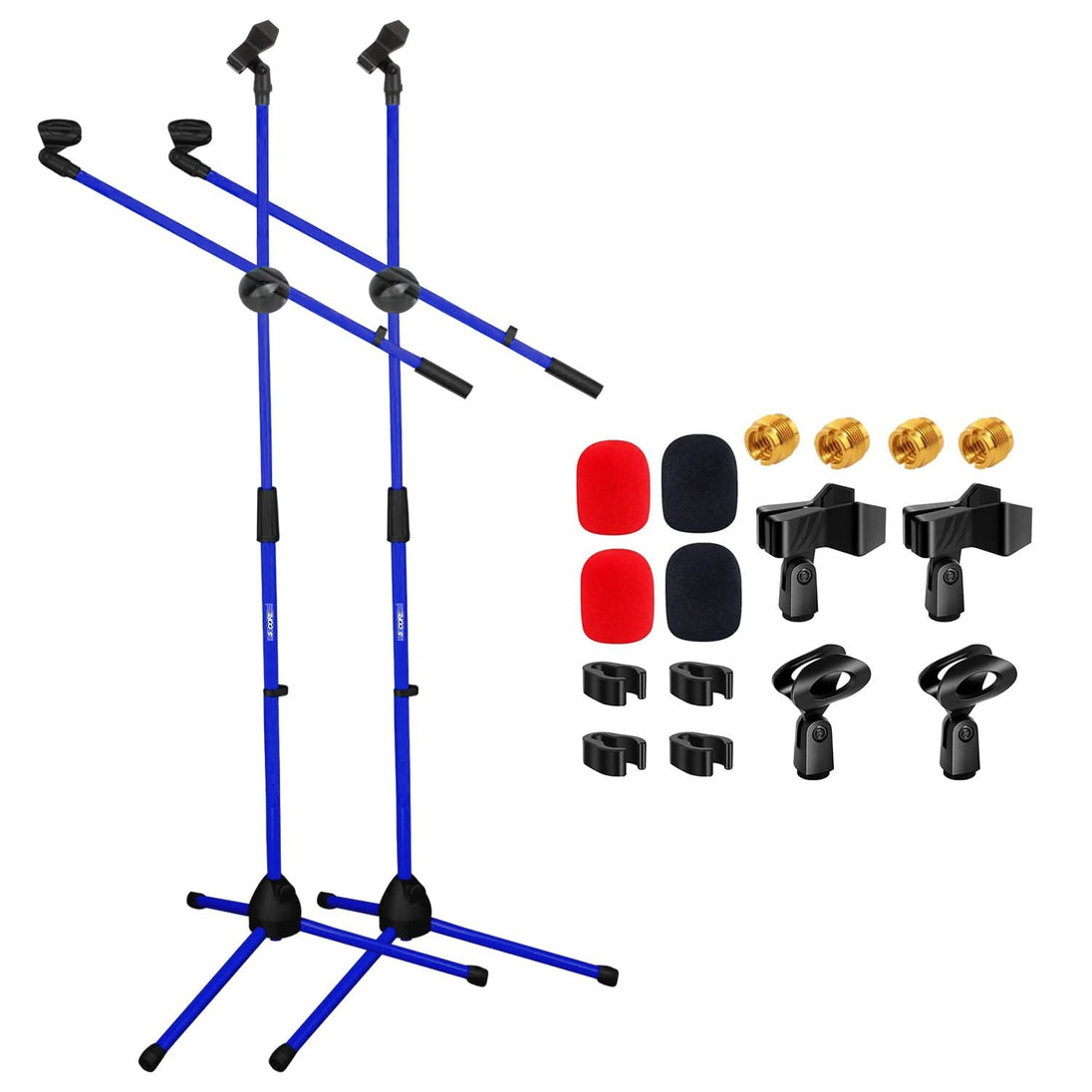 Blue adjustable stand with accessories