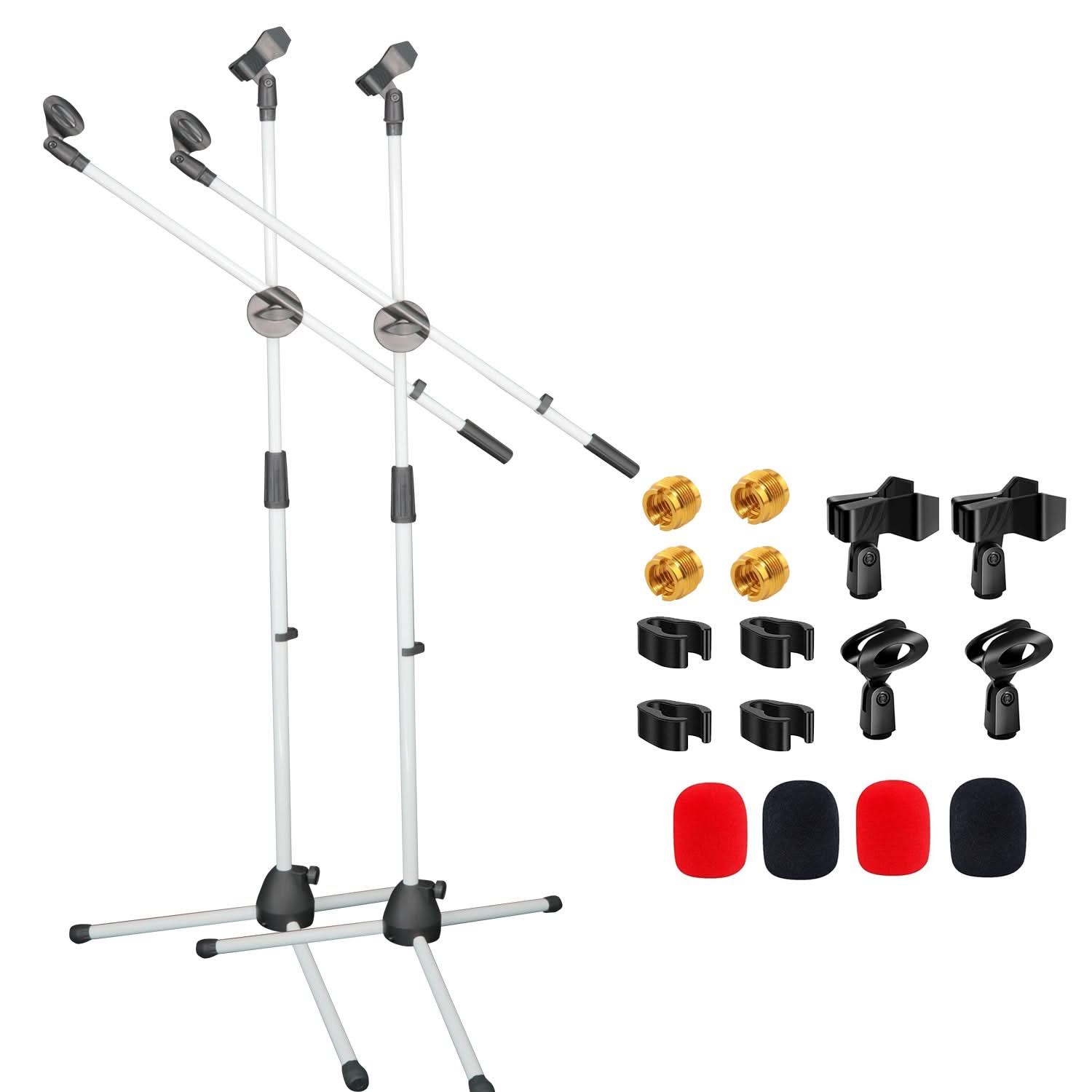 5 Core Mic Stand 2Pcs Floor Height Adjustable Tripod Microphone Stands w Telescoping Boom Arm