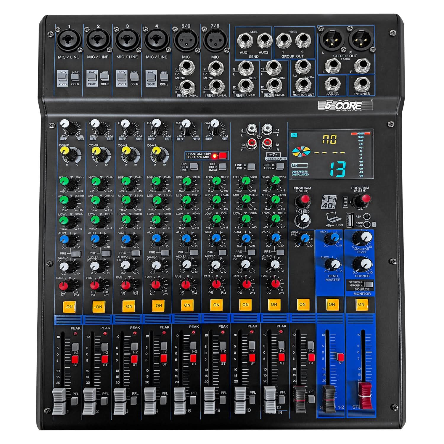 DJ機材 YAMAHA MIXING CONSOLE DJ Mixing Console 8 Channel Audio Mixer With Bluetooth & USB
