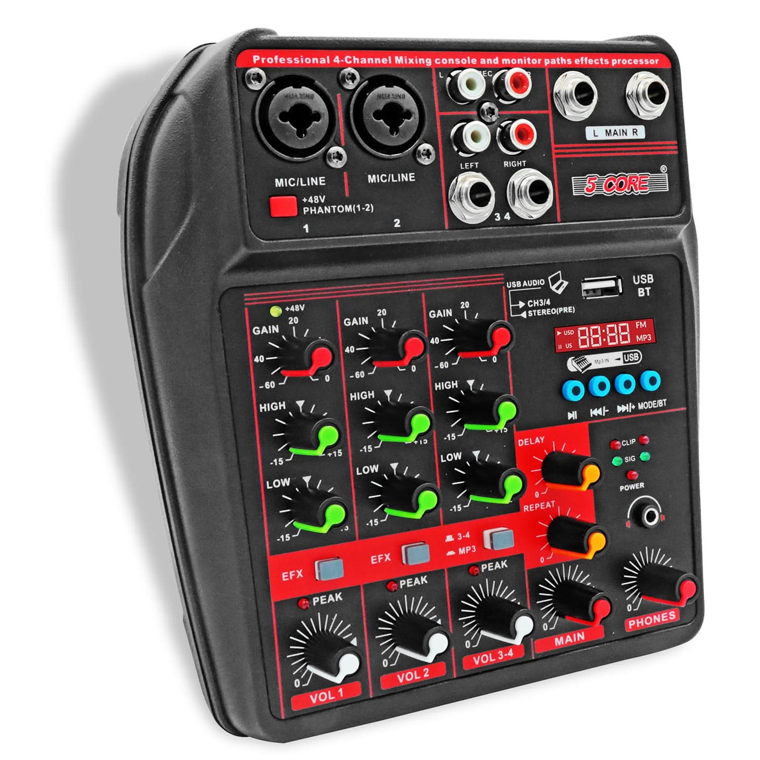 Audio Mixer DJ Sound Board 4 Channel Karaoke XLR Controlador