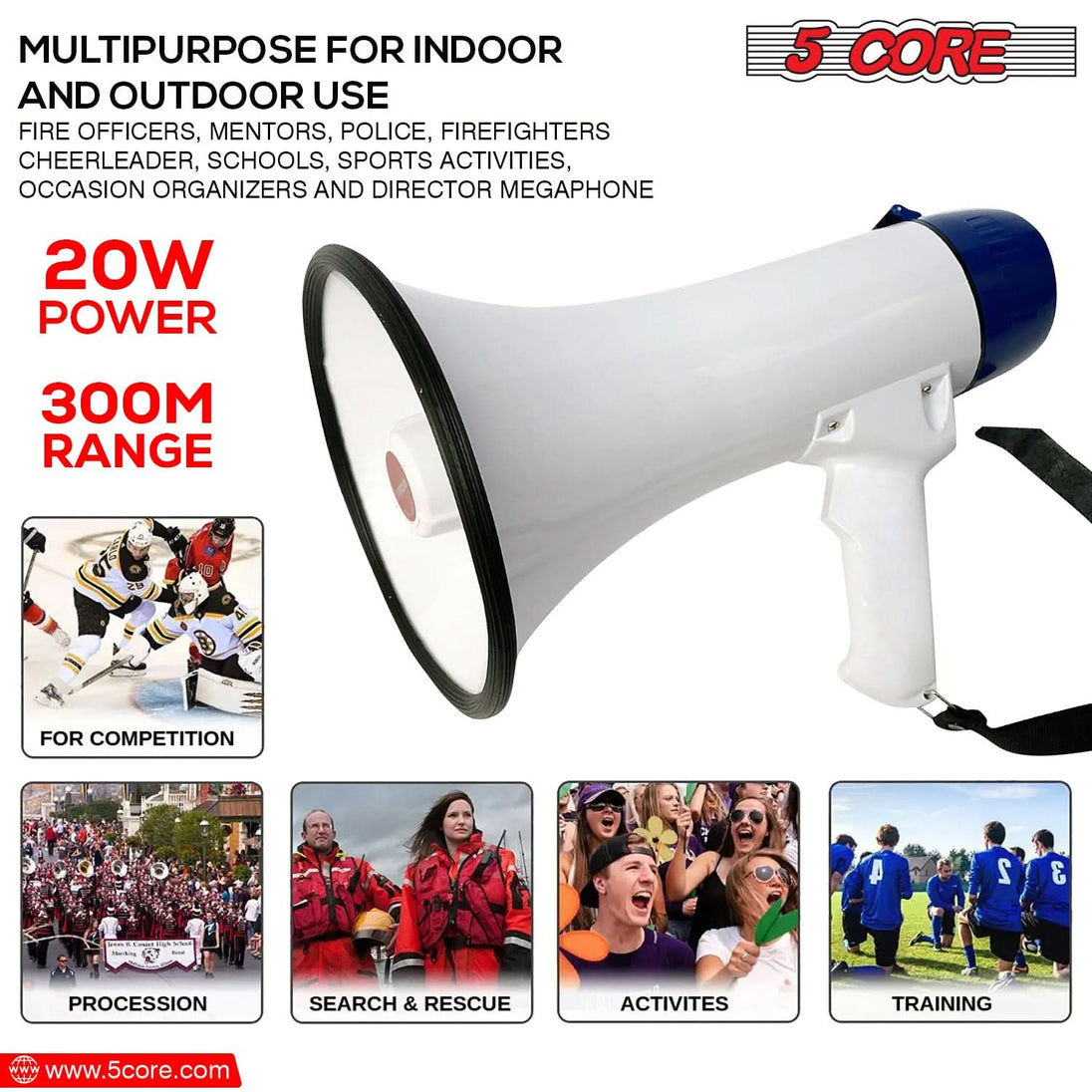 This 20W multipurpose speaker provides clear audio for a wide range of activities and environments.