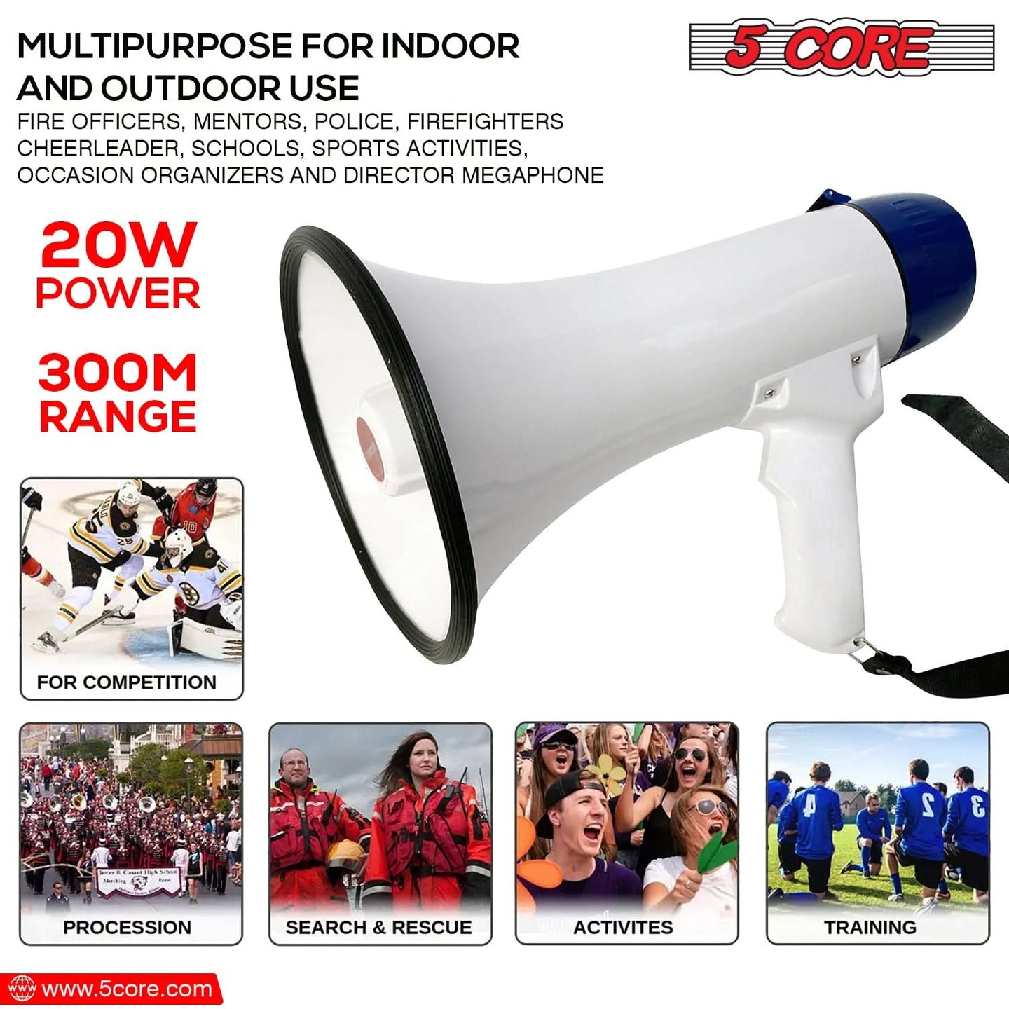 This 20W multipurpose speaker provides clear audio for a wide range of activities and environments.
