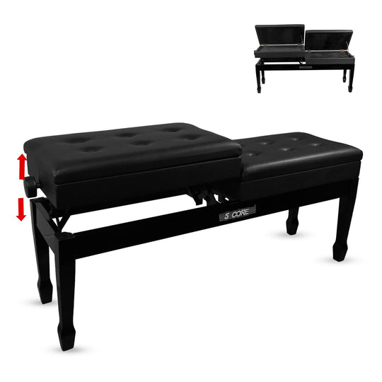 Wooden duet piano bench with storage and height adjustment