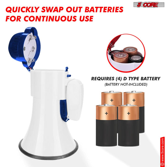 Swap out the batteries with ease, ensuring your megaphone is always ready for use when you need it.