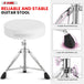 Versatile drum stool designed for stability, featuring a padded seat and adjustable height settings.