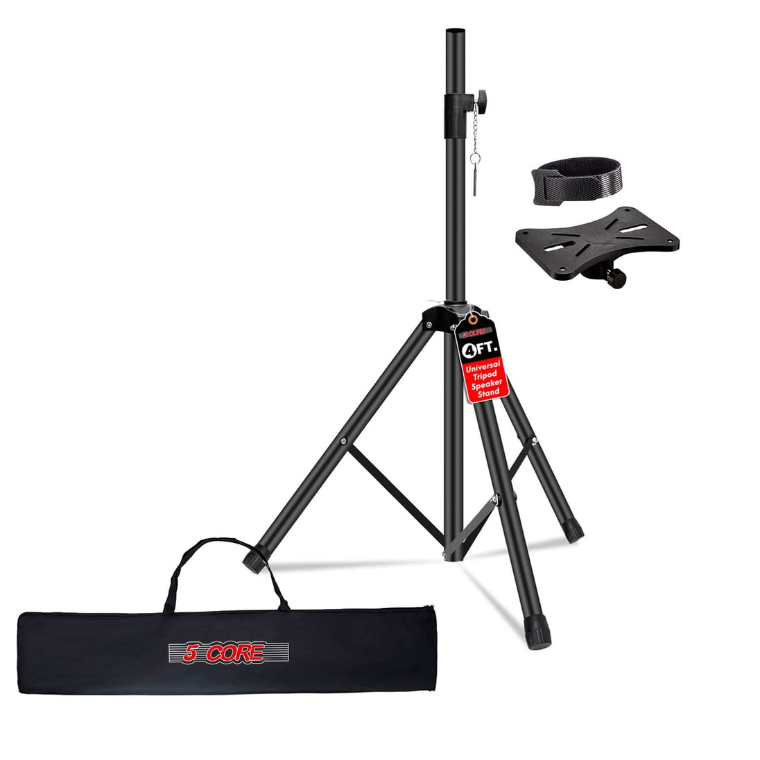 5 Core Speaker Stand 4Ft Adjustable Heavy Duty PA DJ Tripod Studio Monitor Stands w 35mm Insert
