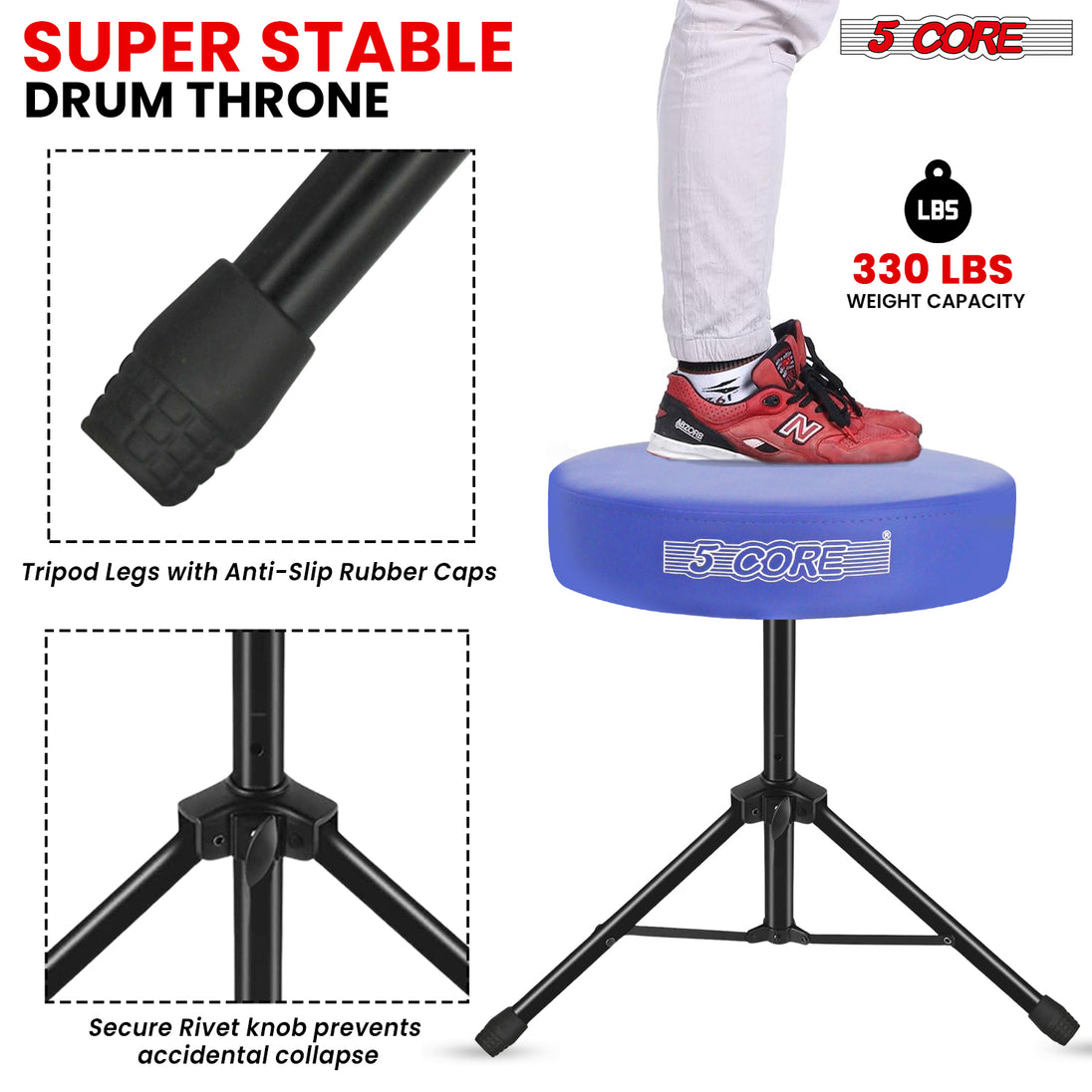 Ergonomic saddle chair with super stability and comfort, perfect for drummers during long playing sessions.