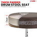 Comfortable drum chair featuring a thick cushioned seat, strong base, and adjustable height for extended sessions.