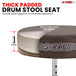 Comfortable drum chair featuring a thick cushioned seat, strong base, and adjustable height for extended sessions.