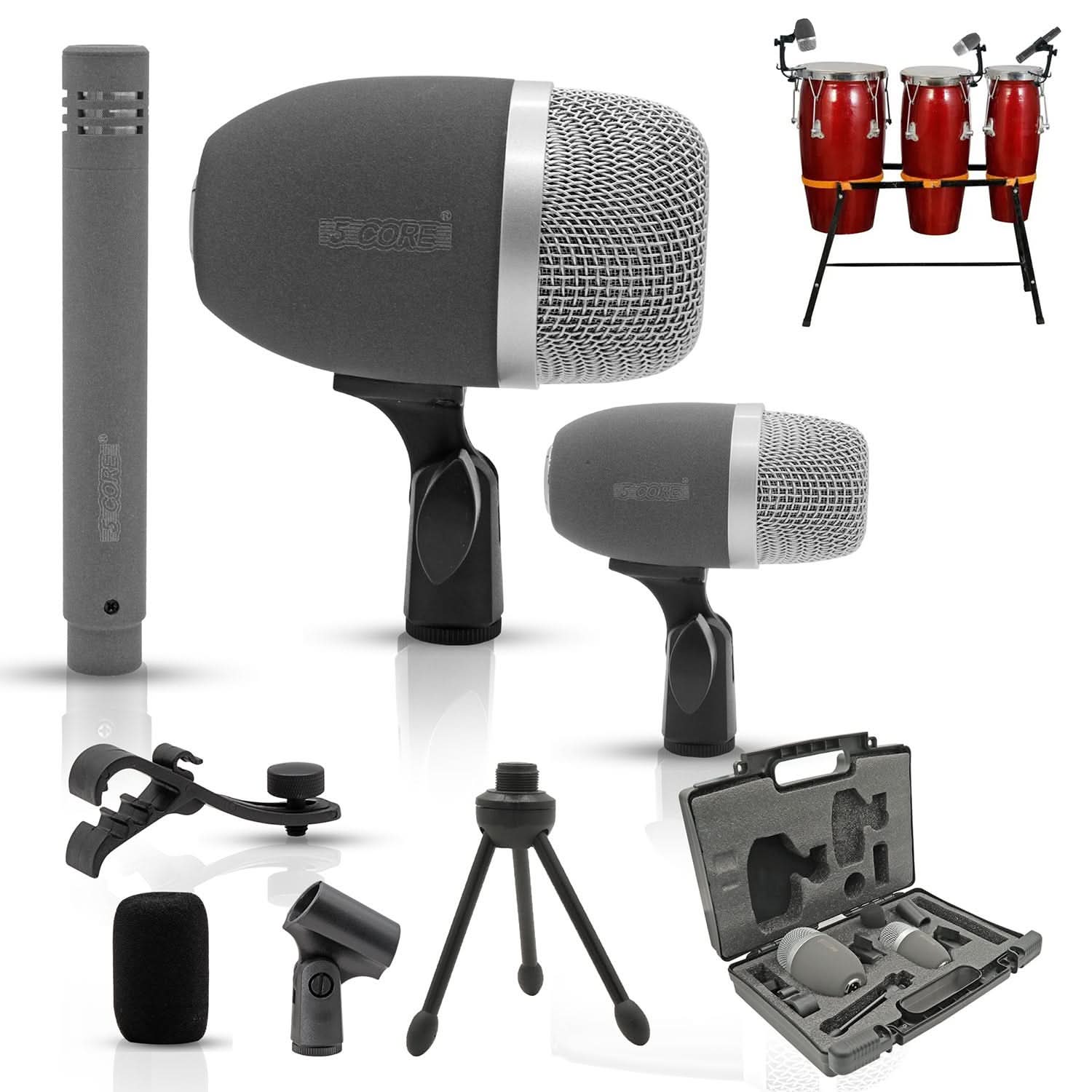 Conga Microphone Kit 3 Piece Drum Instrument Mic Set